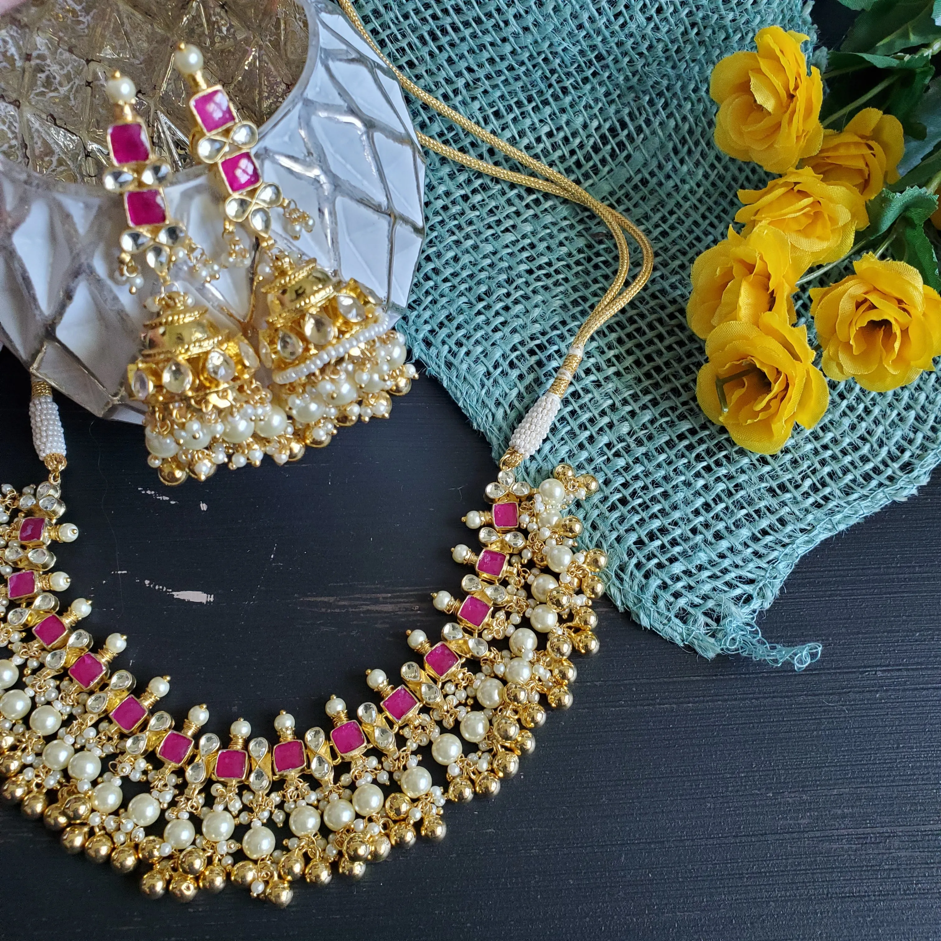Pachi Kundan Set With Gold Finish