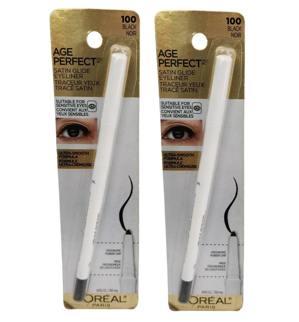 Pack of 2 L'Oreal Paris Age Perfect Satin Glide Eyeliner, Black 100