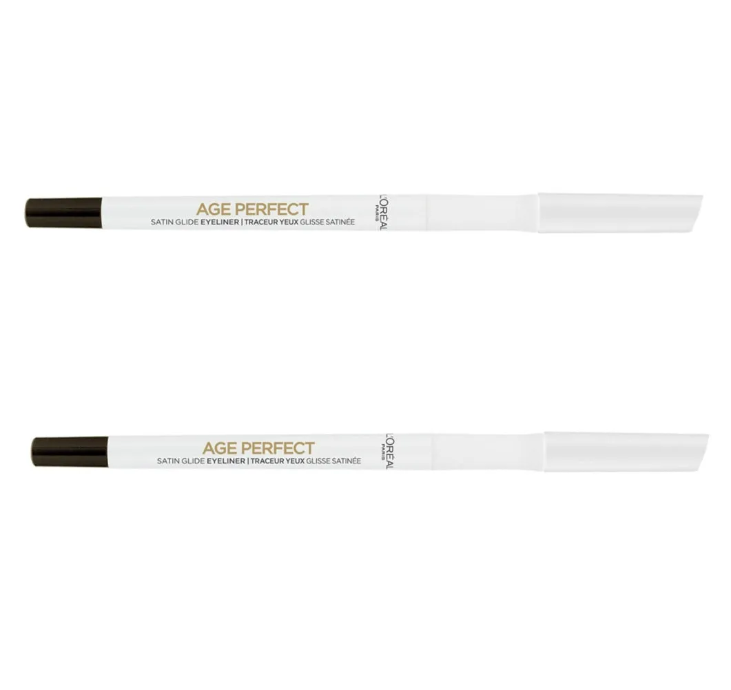 Pack of 2 L'Oreal Paris Age Perfect Satin Glide Eyeliner, Black 100