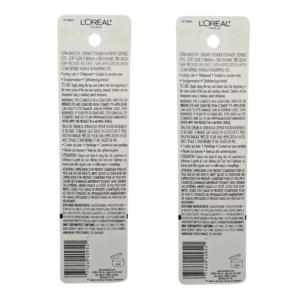 Pack of 2 L'Oreal Paris Age Perfect Satin Glide Eyeliner, Black 100