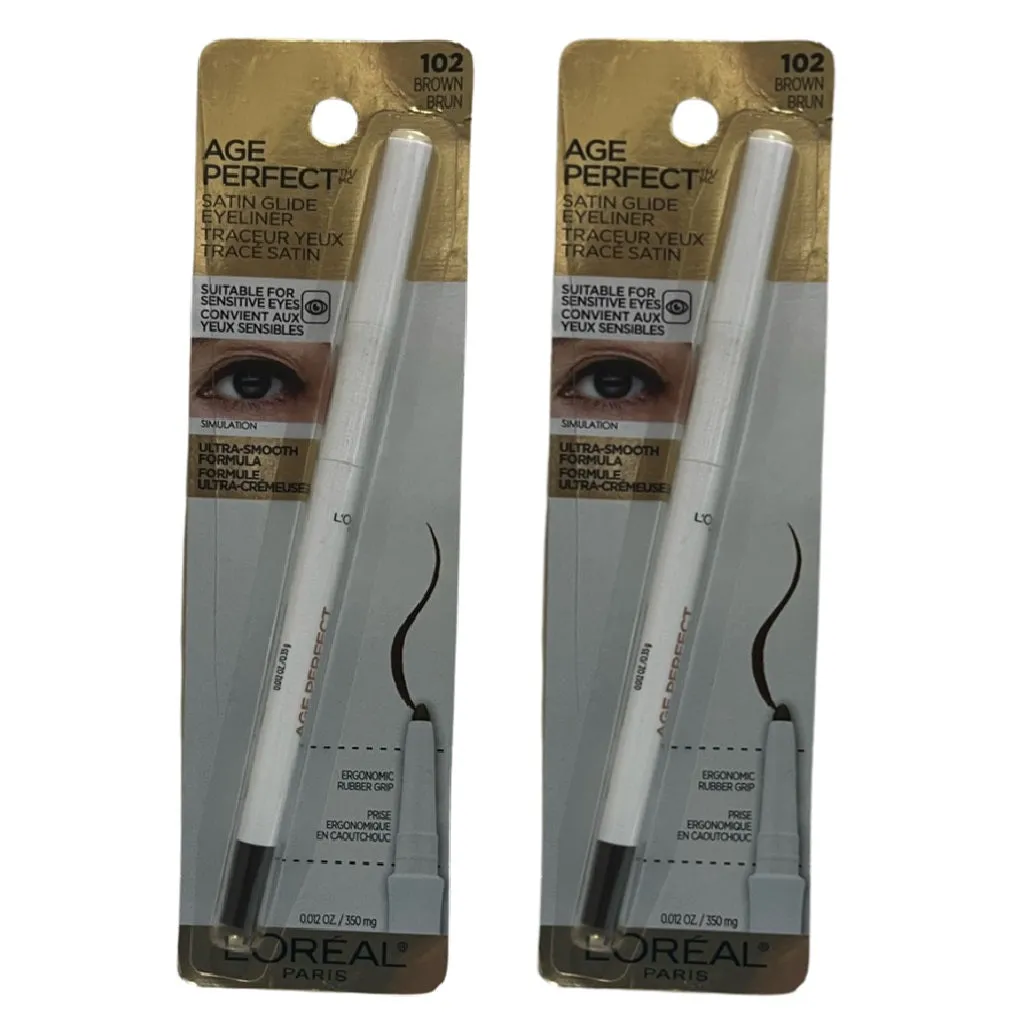 Pack of 2 L'Oreal Paris Age Perfect Satin Glide Eyeliner, Brown 102