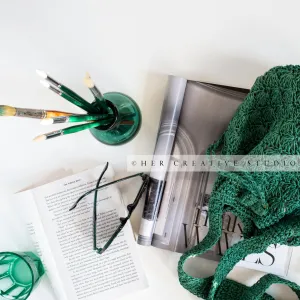 Paintbrushes, Sunglasses & Tote. Styled Stock Image
