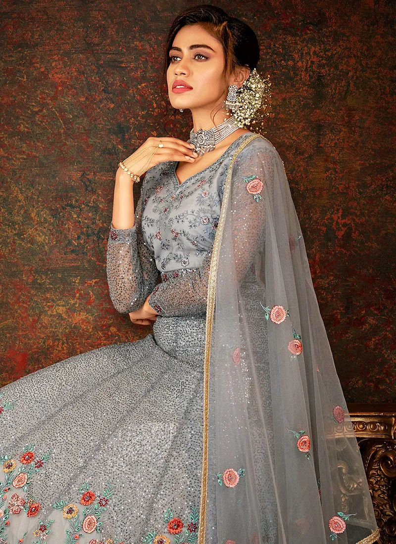 Pale Blue Multi Embroidered Wedding Anarkali Suit