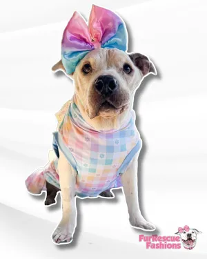 Pastel Plaid - Dog Pajama with Lavender Neck & Trim/Sleeves