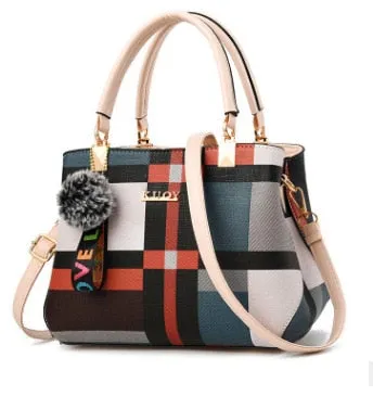 Patchwork Zipper Casual Tote Bag