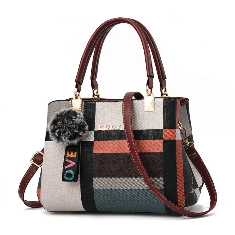 Patchwork Zipper Casual Tote Bag