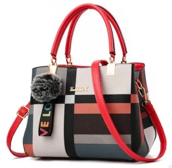 Patchwork Zipper Casual Tote Bag