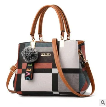 Patchwork Zipper Casual Tote Bag