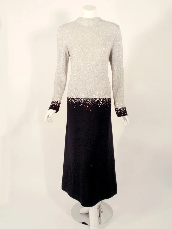 PAULINE TRIGERE Black and Silver Evening Gown