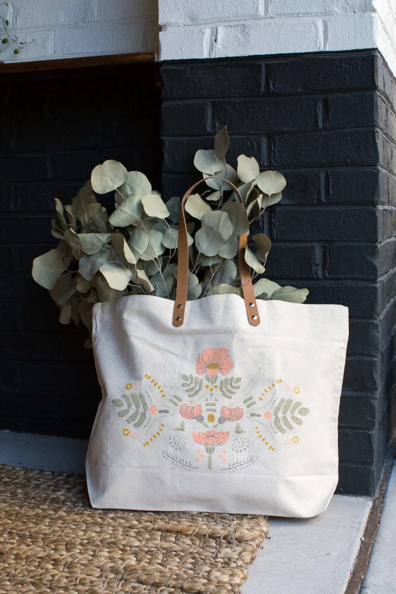 Peach Poppy Market Tote