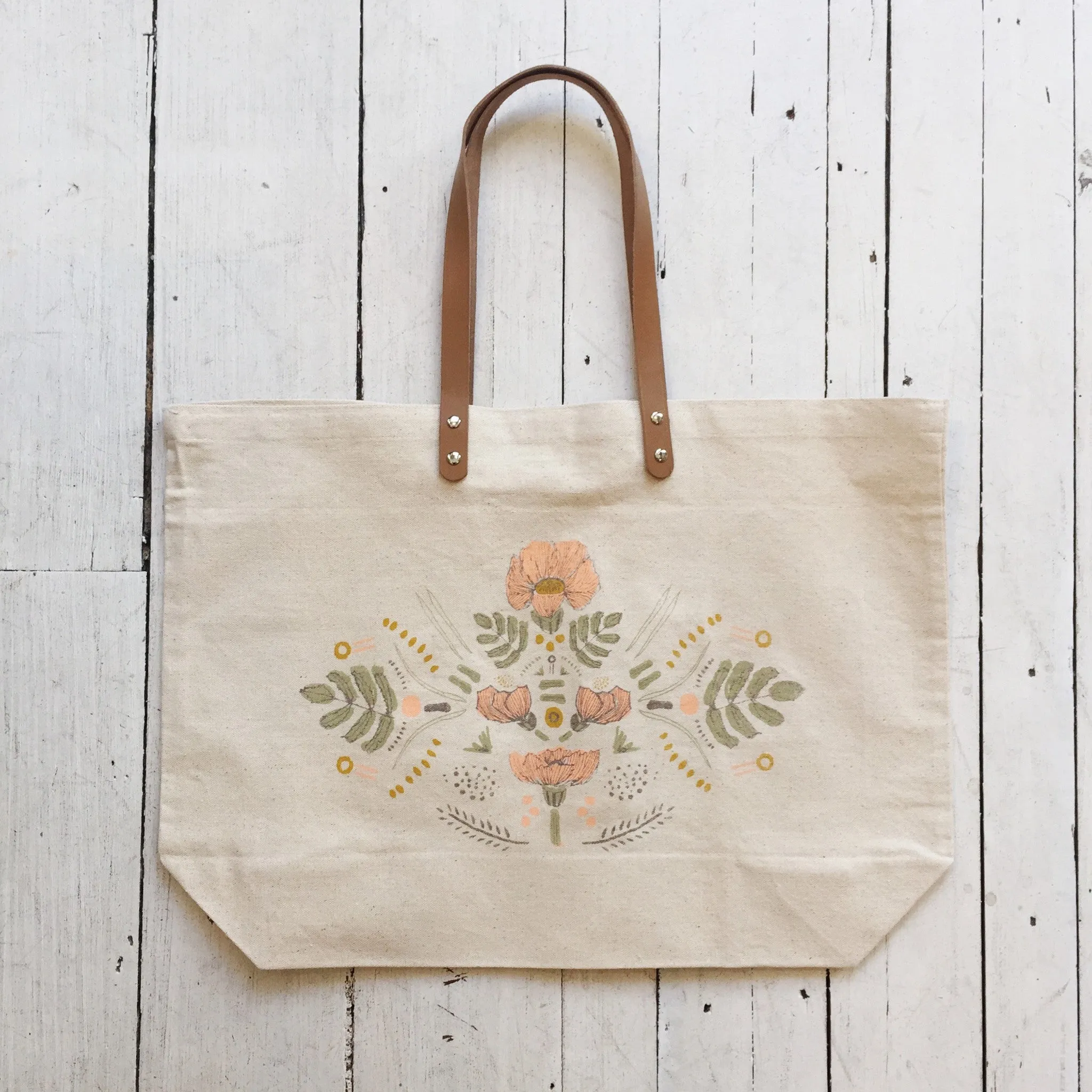 Peach Poppy Market Tote
