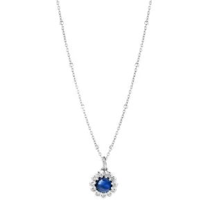 Pendentif entourage fleur - Or jaune, Diamants et Saphir Bleu (GH2009GSB)