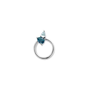 Pendentif motif - Or Blanc, Topazes Bleues (065893/T)