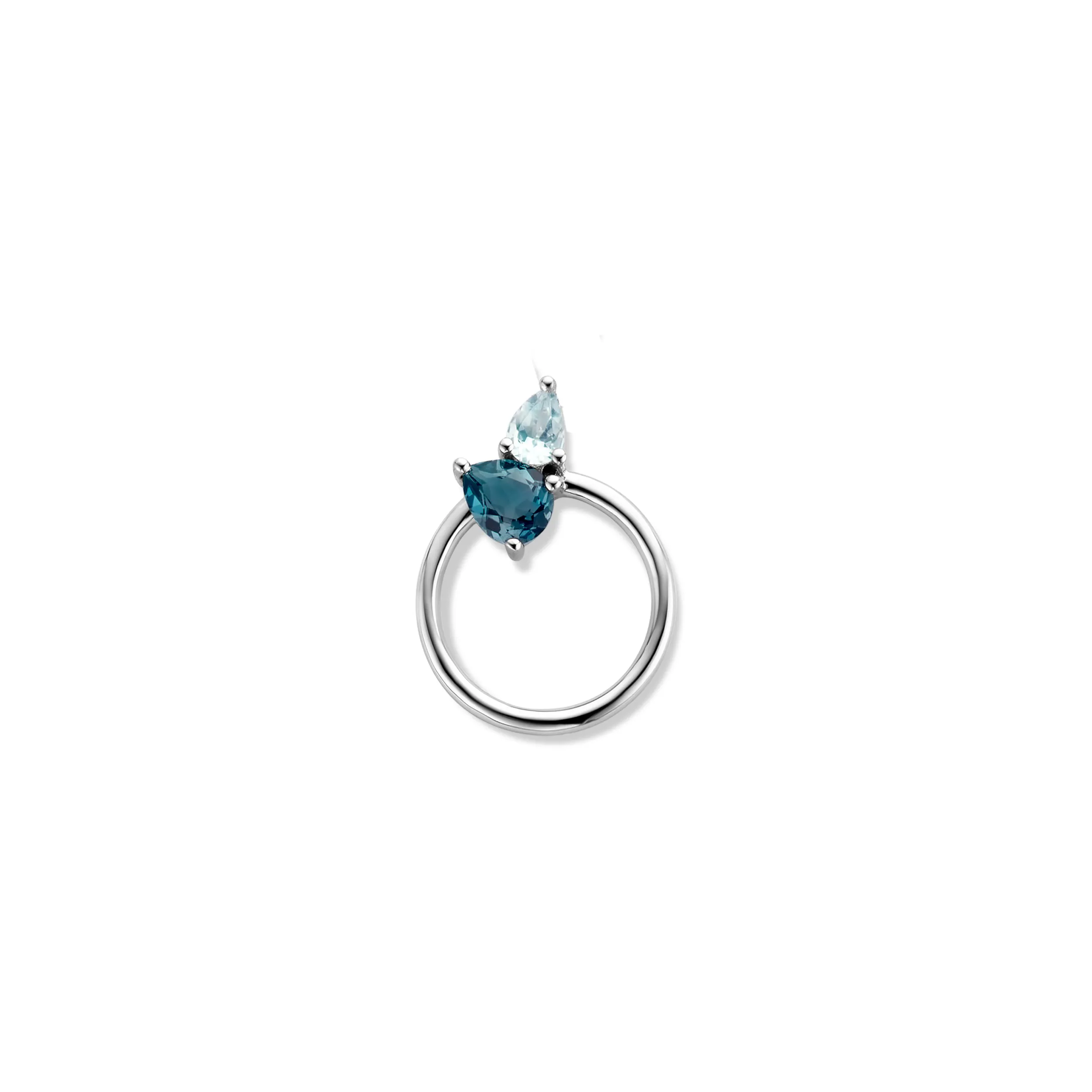 Pendentif motif - Or Blanc, Topazes Bleues (065893/T)