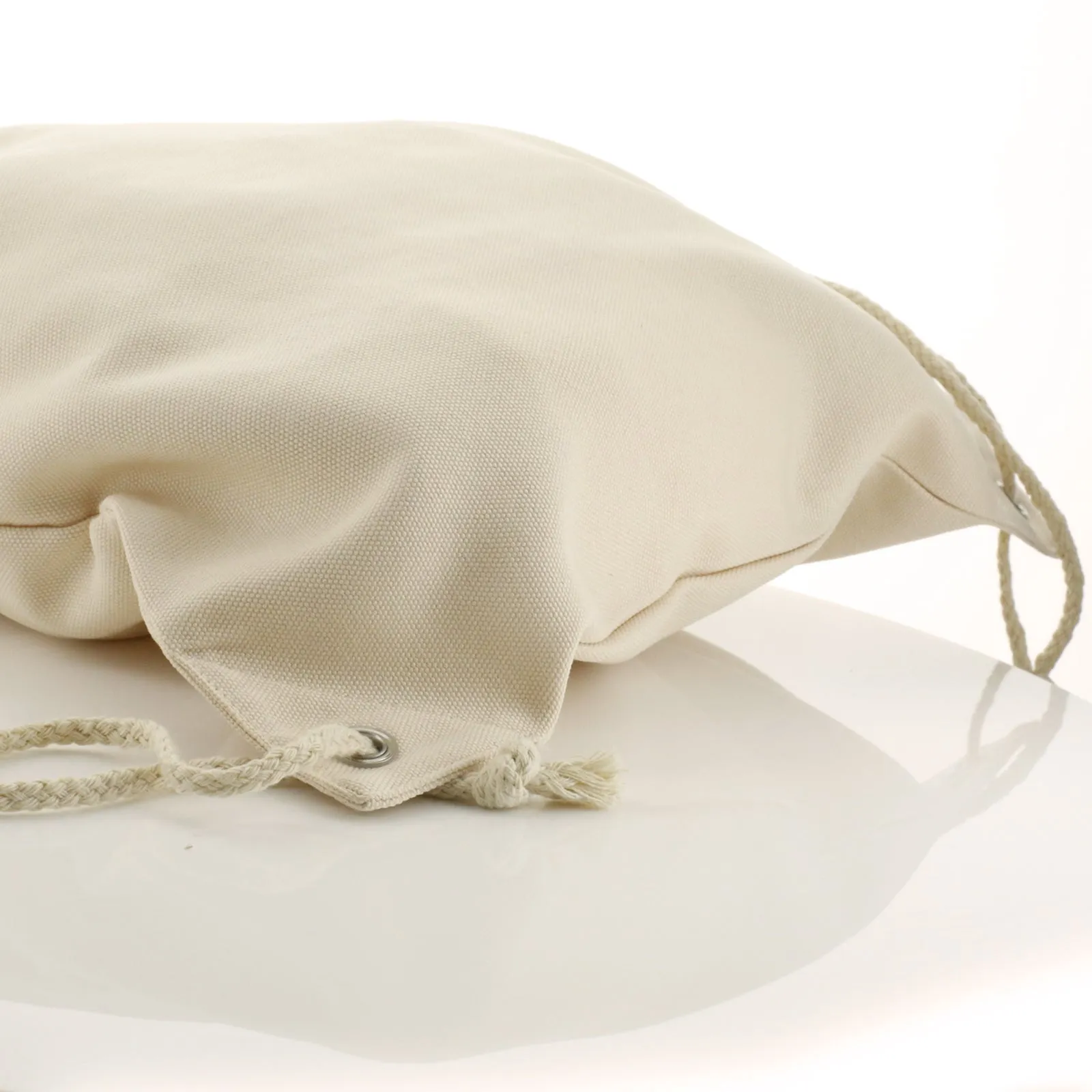 Personalised Canvas Drawstring Backpack with Brown Alpaca Acorn Wreath and Cute Text
