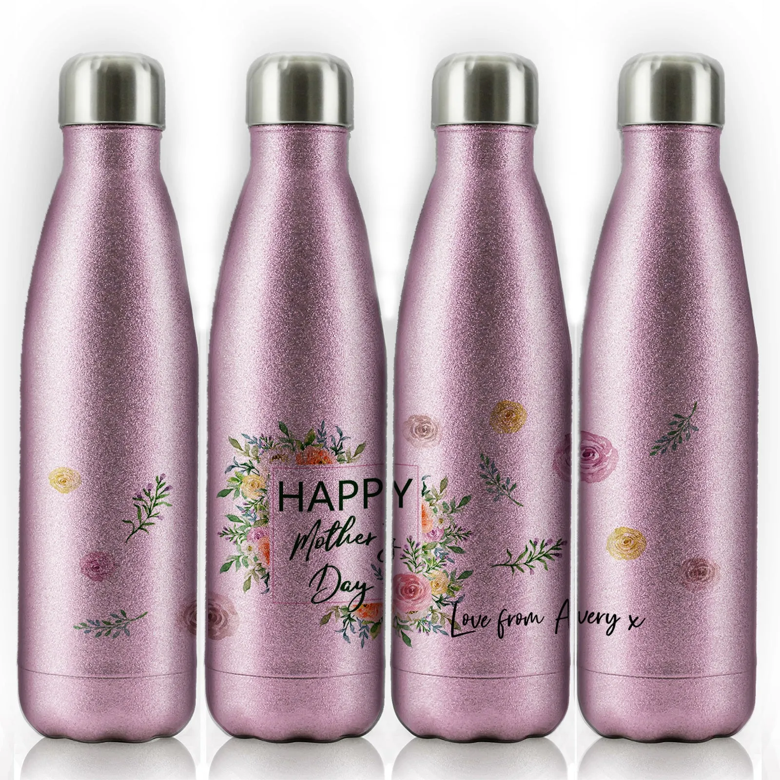 Personalised Cola Bottle with Stylish Text and Floral Mother’s Day Message