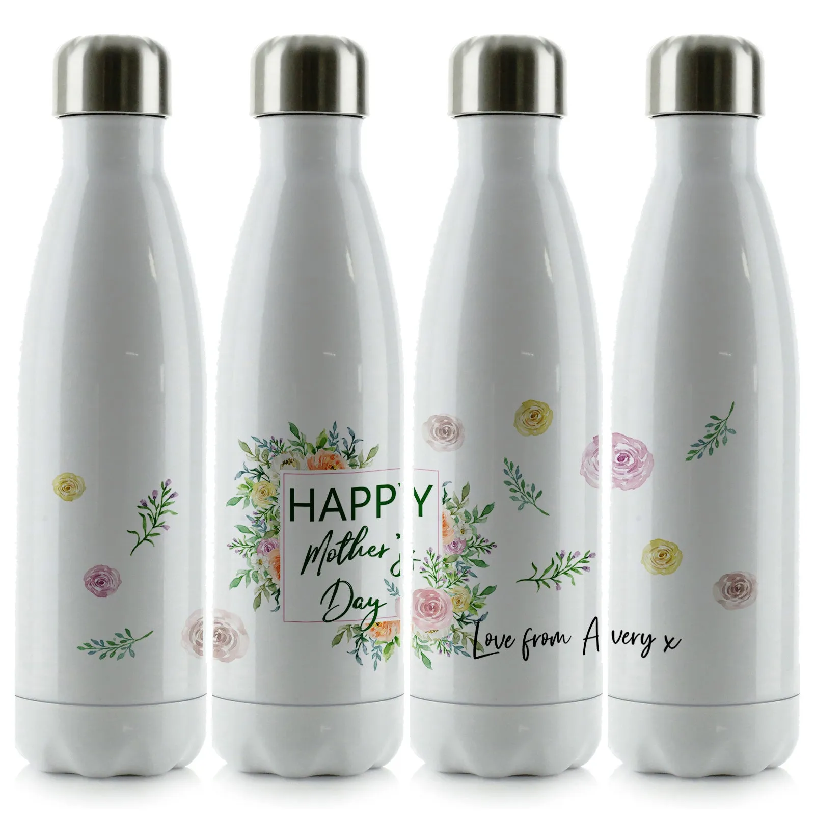 Personalised Cola Bottle with Stylish Text and Floral Mother’s Day Message
