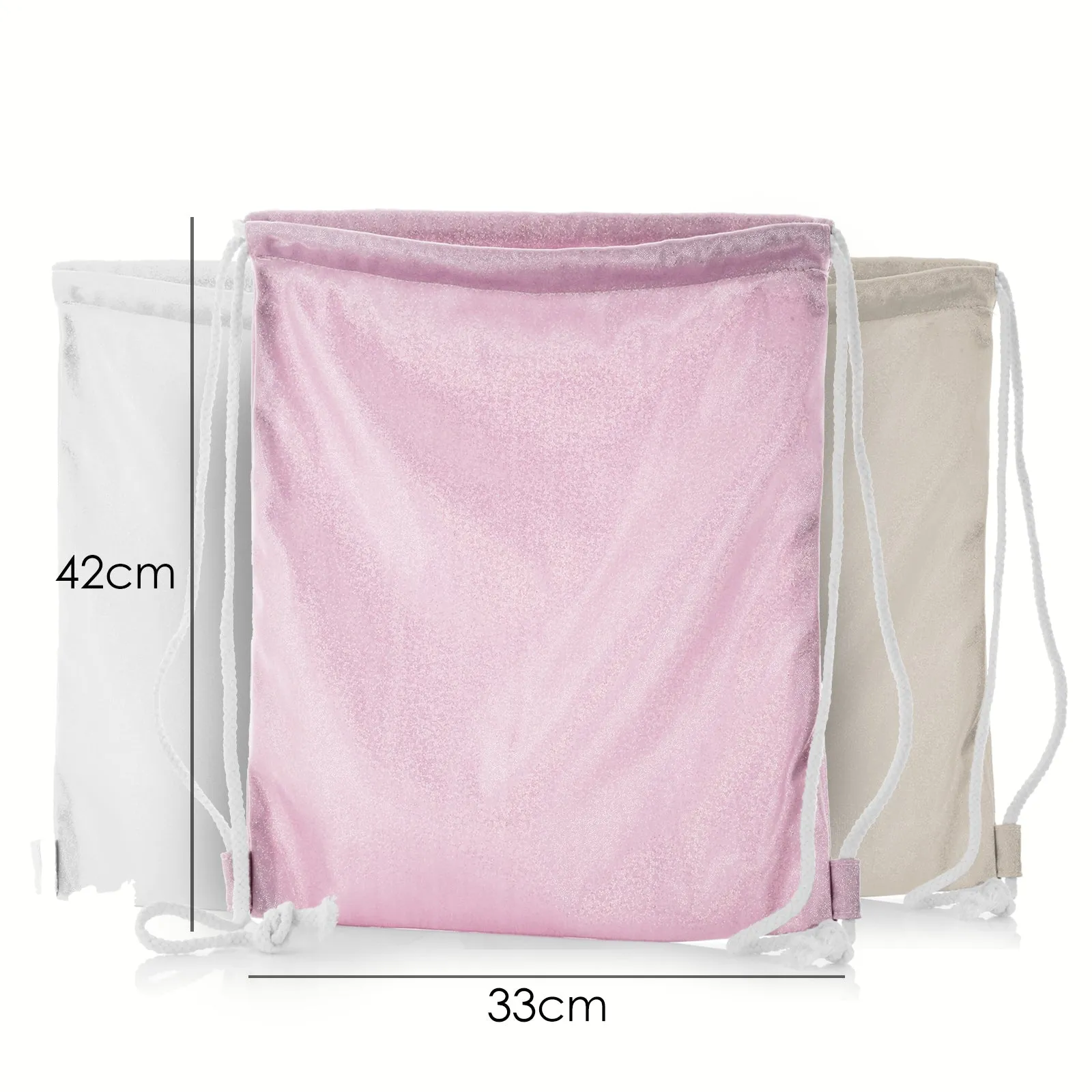 Personalised Glitter Drawstring Backpack with Stylish Text and Floral MUM