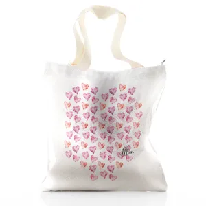 Personalised Glitter Tote Bag with Stylish Text and Crystal Hearts Print