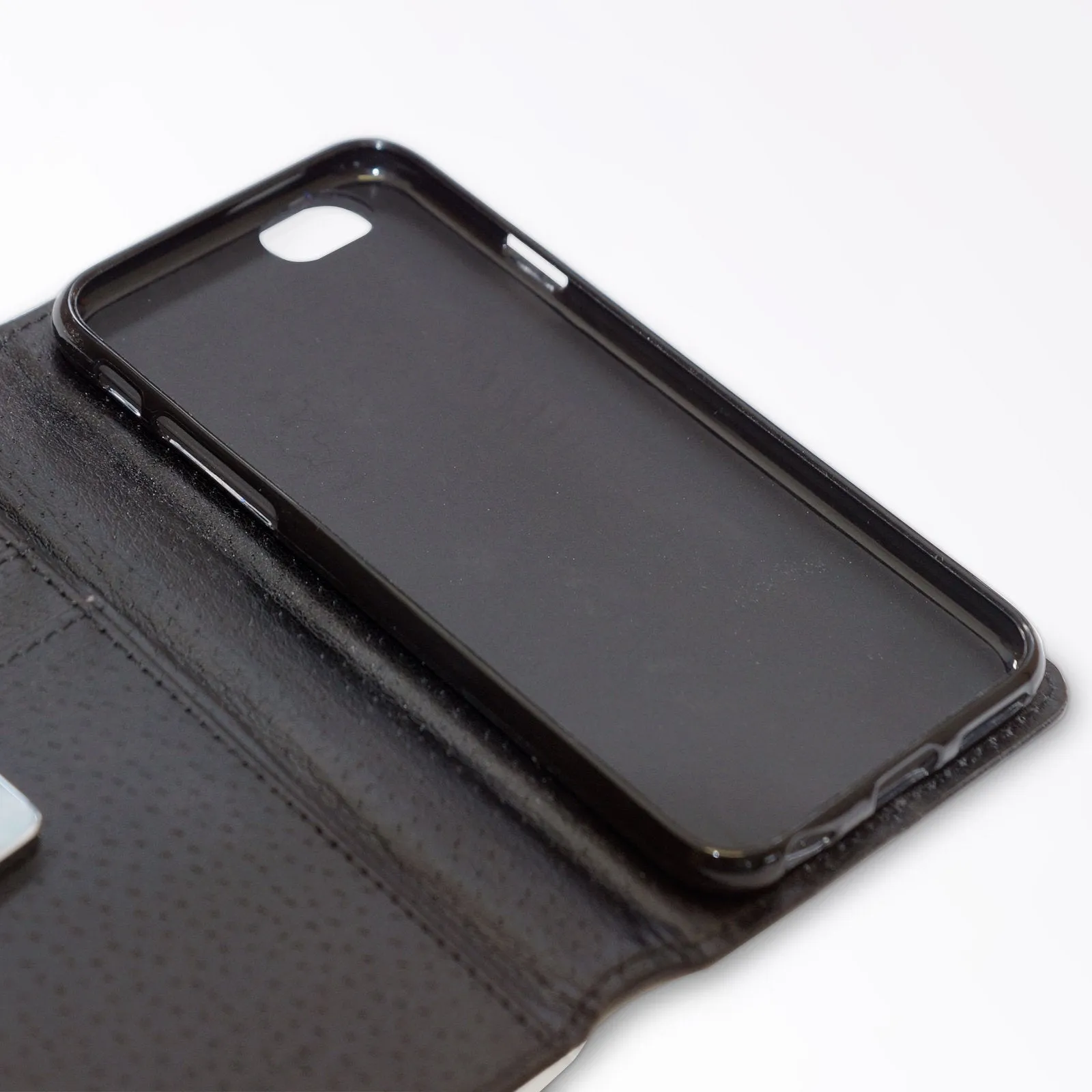 Personalised LG Phone Leather Wallet with Pink Stylish text, Stars and Hearts on Black Marble