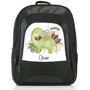 Personalised Rucksack with Name and Green Diplodocus