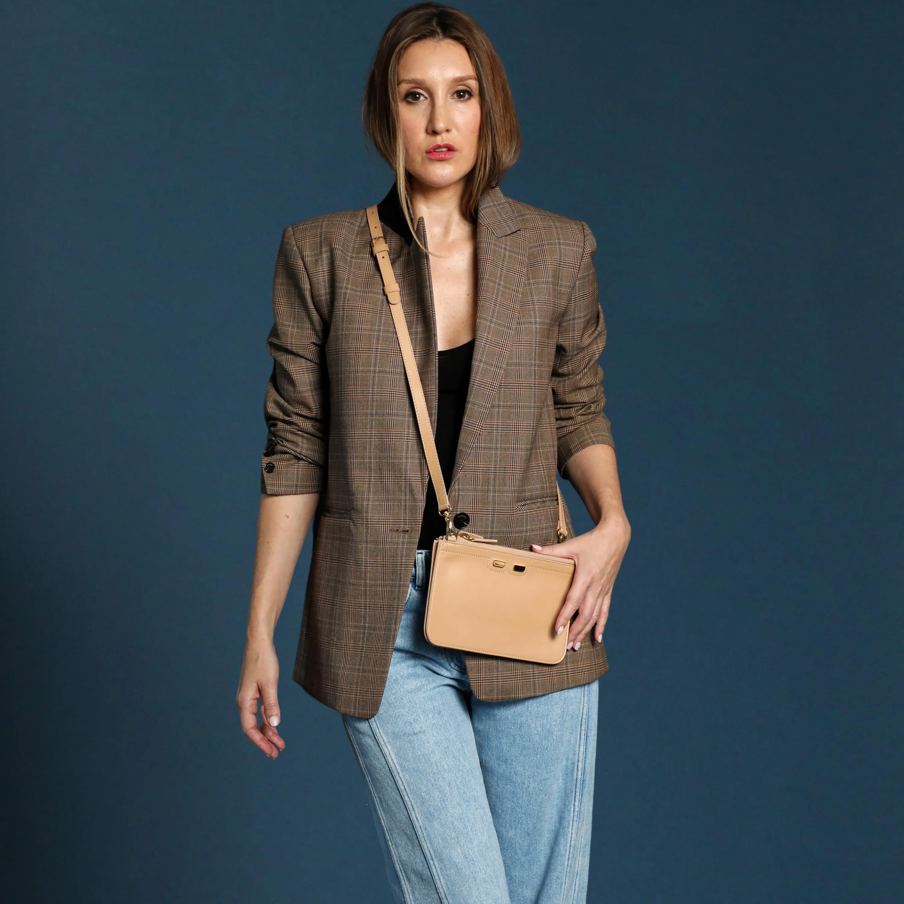 Peyton Double Zip in Navy Lizard
