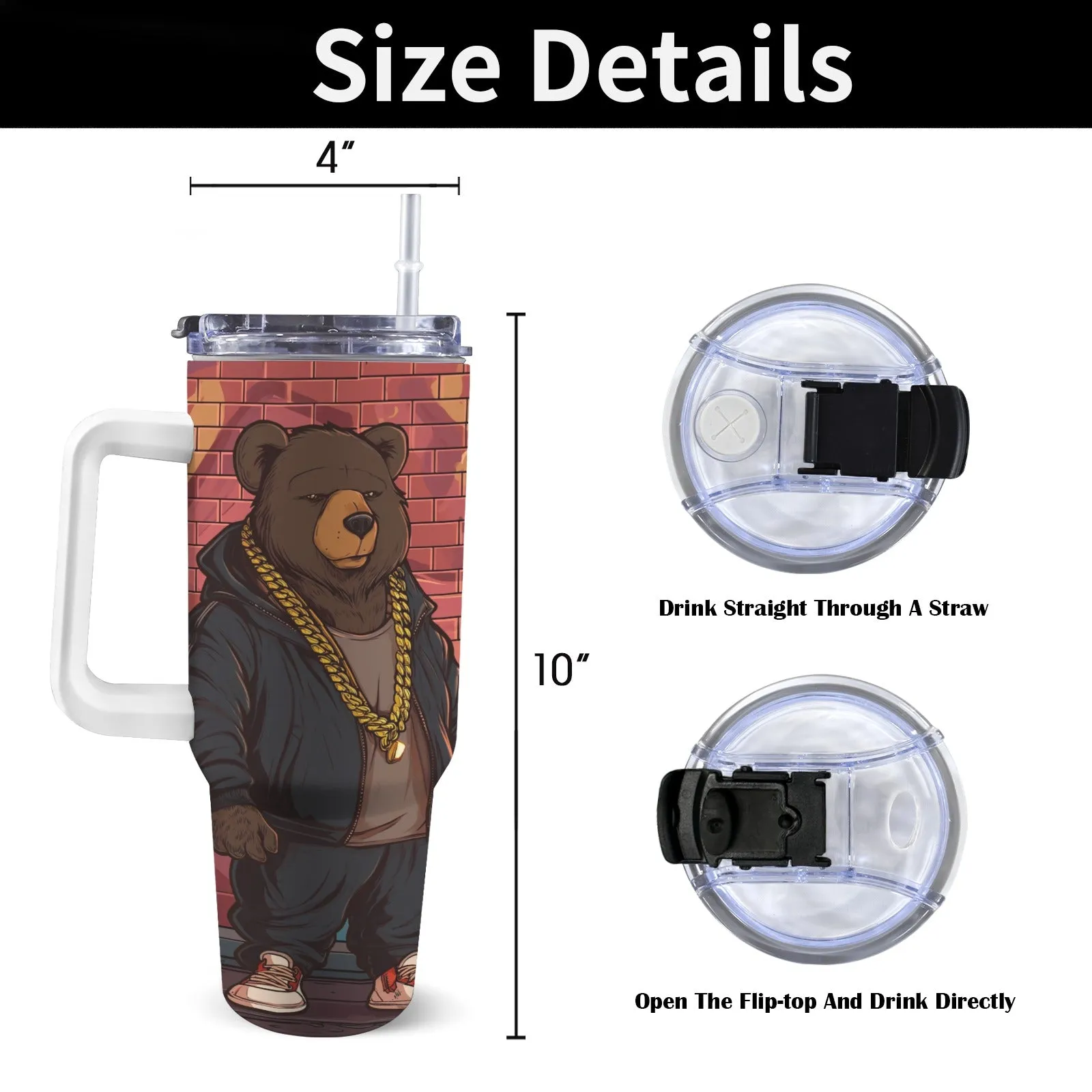 Phat Bear 40oz Tumbler with Handle