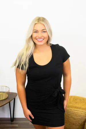 Pick me Up Front tie dress- Black