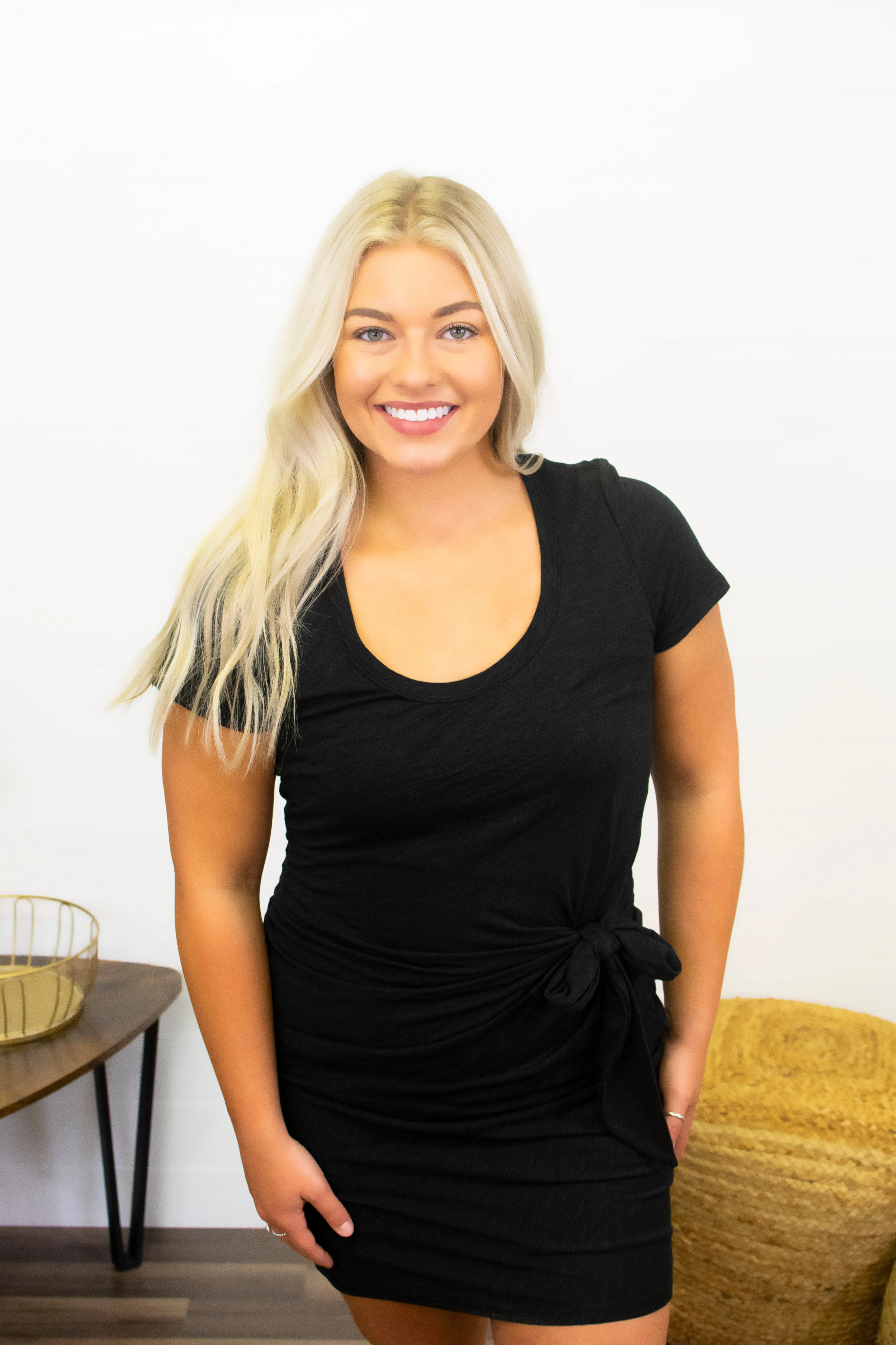 Pick me Up Front tie dress- Black