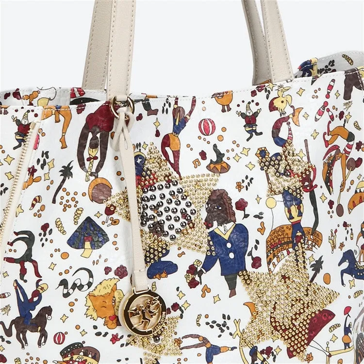 Piero Guidi Magic Circus - 12 x 9 x 5 in. Vintage White Tote