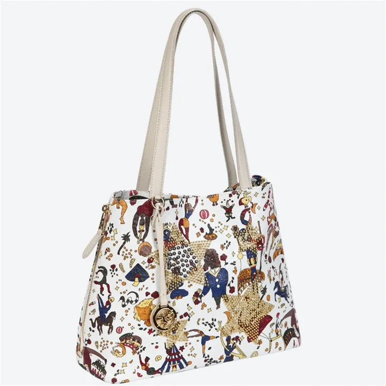 Piero Guidi Magic Circus - 12 x 9 x 5 in. Vintage White Tote