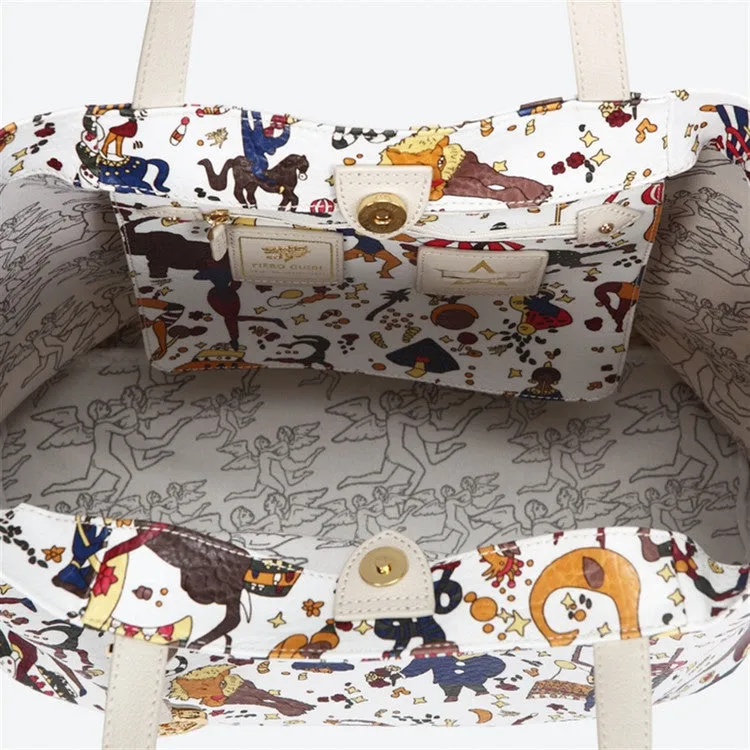 Piero Guidi Magic Circus - 12 x 9 x 5 in. Vintage White Tote