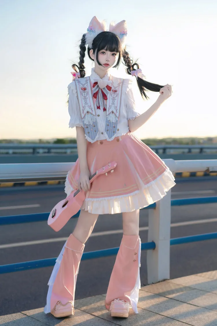 Pink [Messenger of Heaven] Ruffle Sweet Princess Lolita Skirt