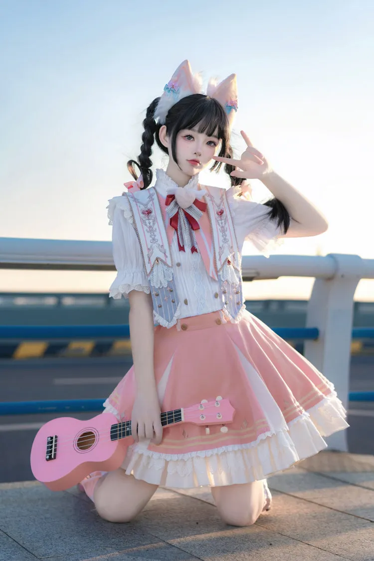Pink [Messenger of Heaven] Ruffle Sweet Princess Lolita Skirt