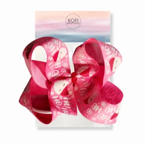 Pink Santa Ribbon Hair Bow