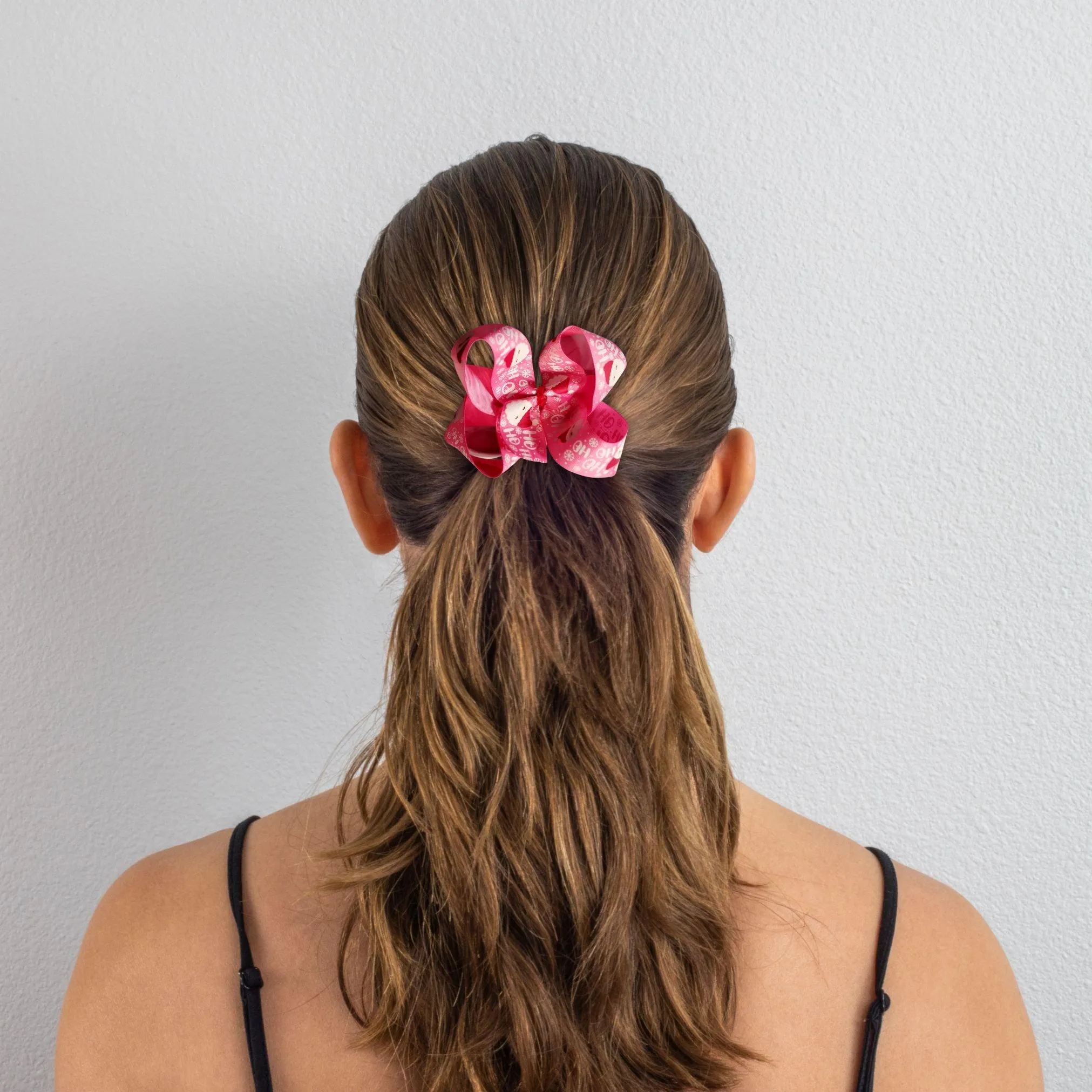 Pink Santa Ribbon Hair Bow