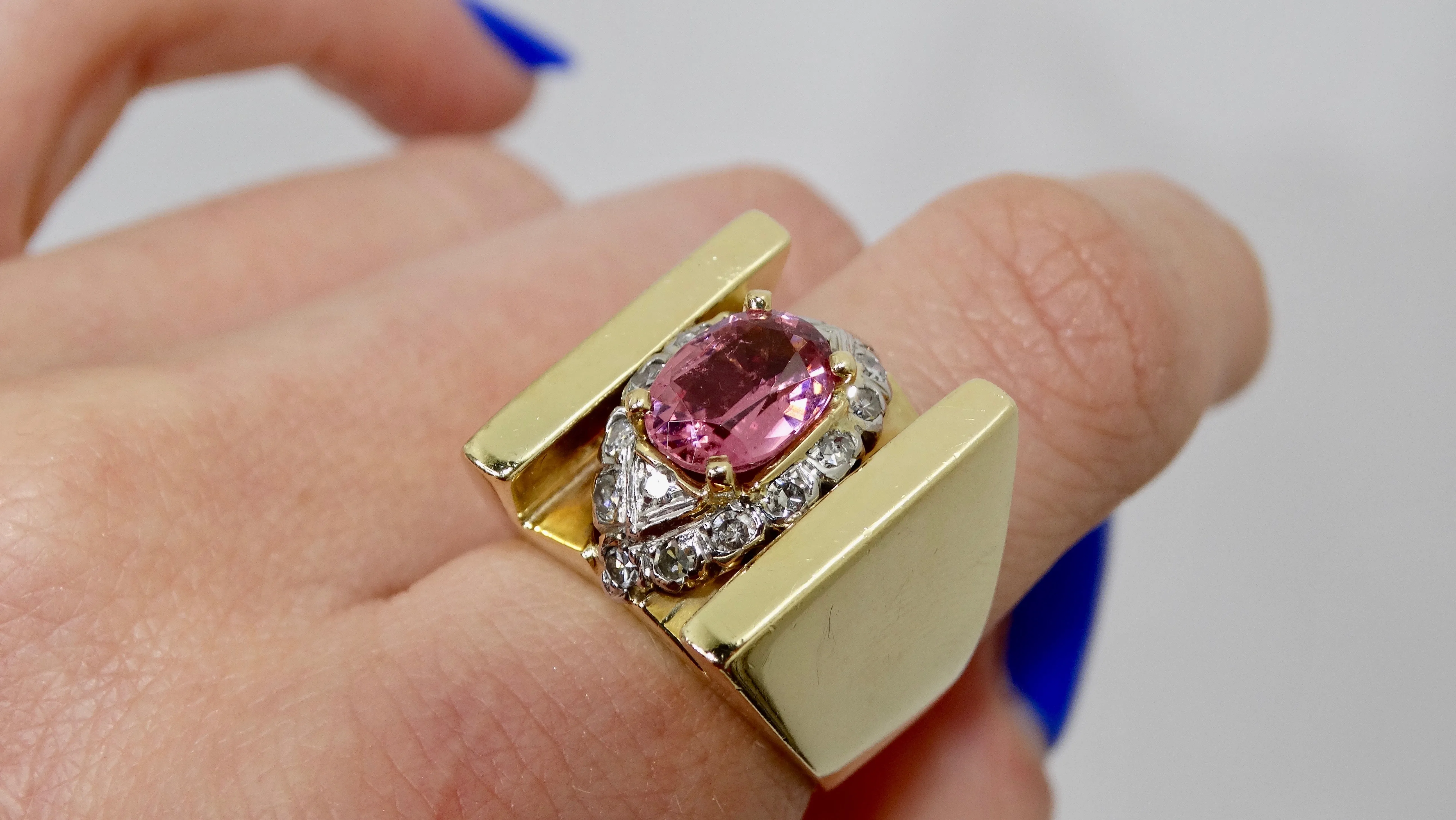 Pink Tourmaline & Diamond Cocktail Ring