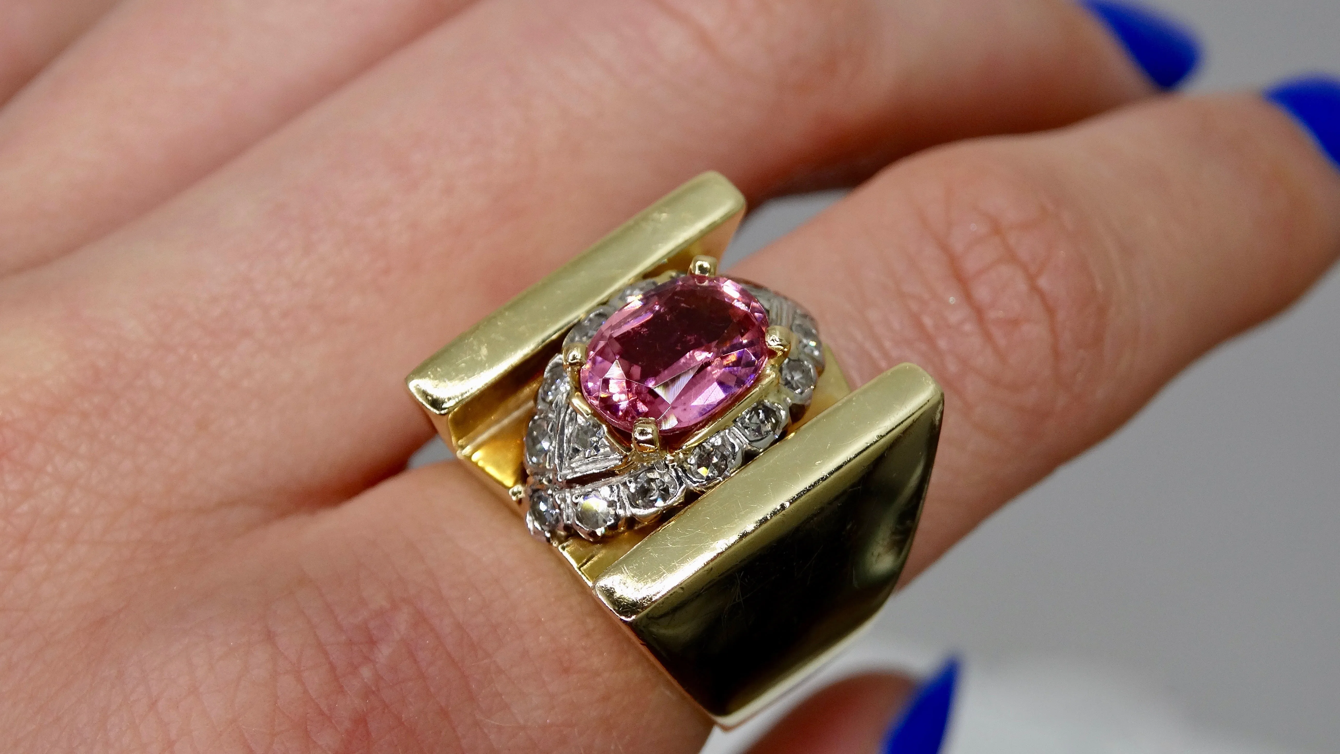 Pink Tourmaline & Diamond Cocktail Ring