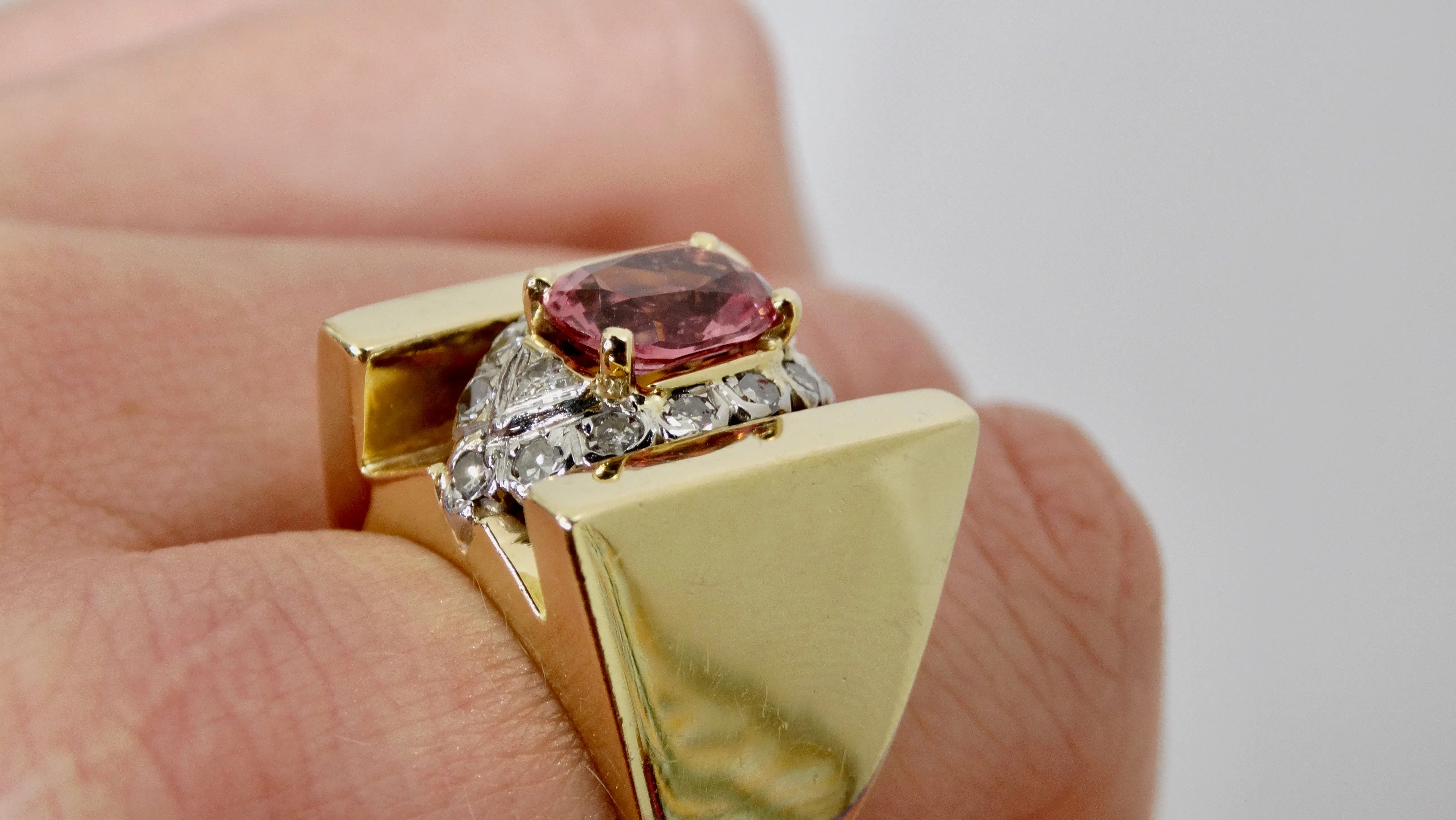 Pink Tourmaline & Diamond Cocktail Ring