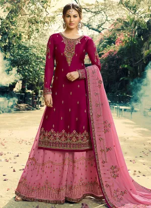 Pink Two Tone Zari Embroidered Gharara Suit