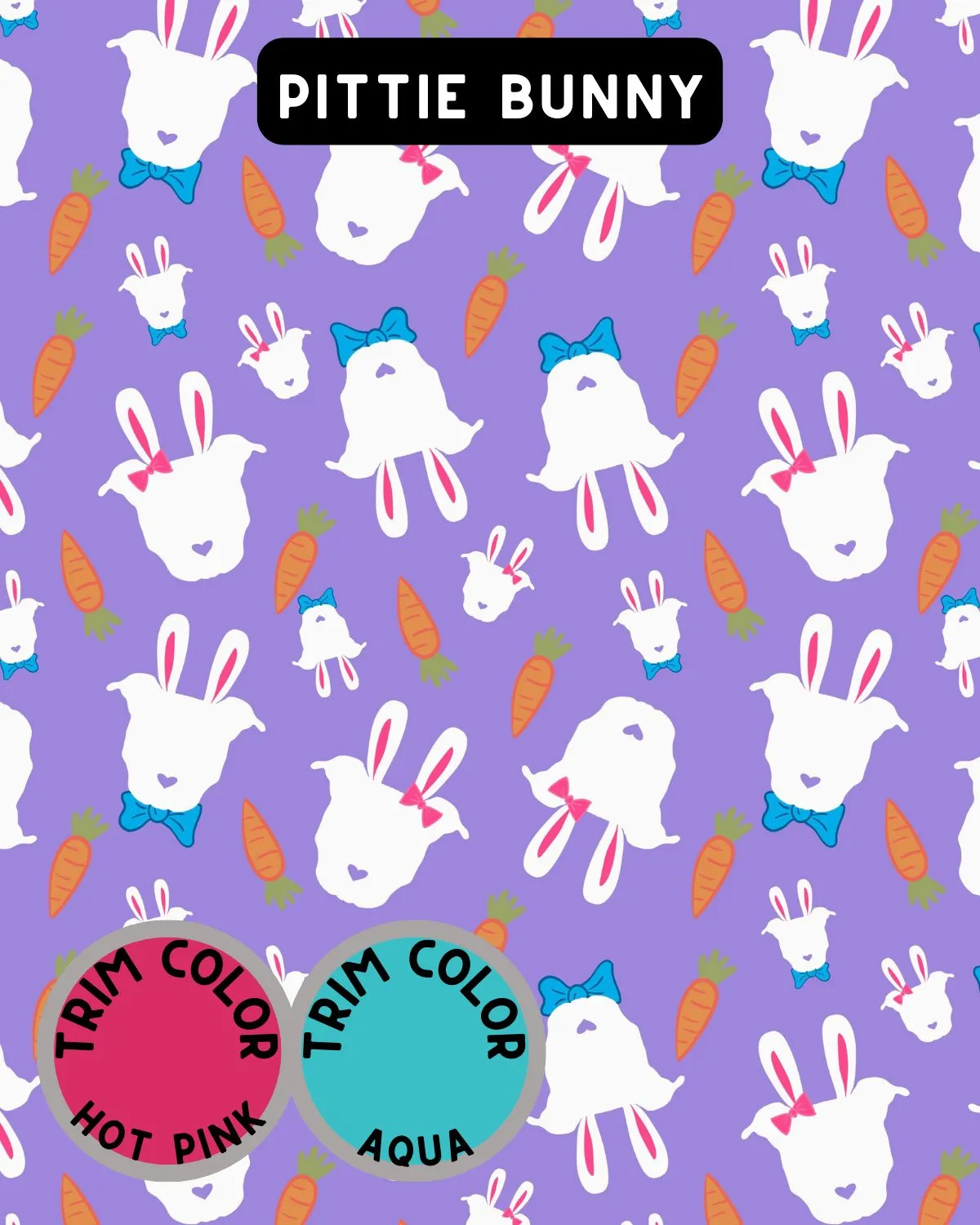 Pittie Bunny - Dog Pajama with Hot Pink OR Aqua Neck & Trim/Sleeves