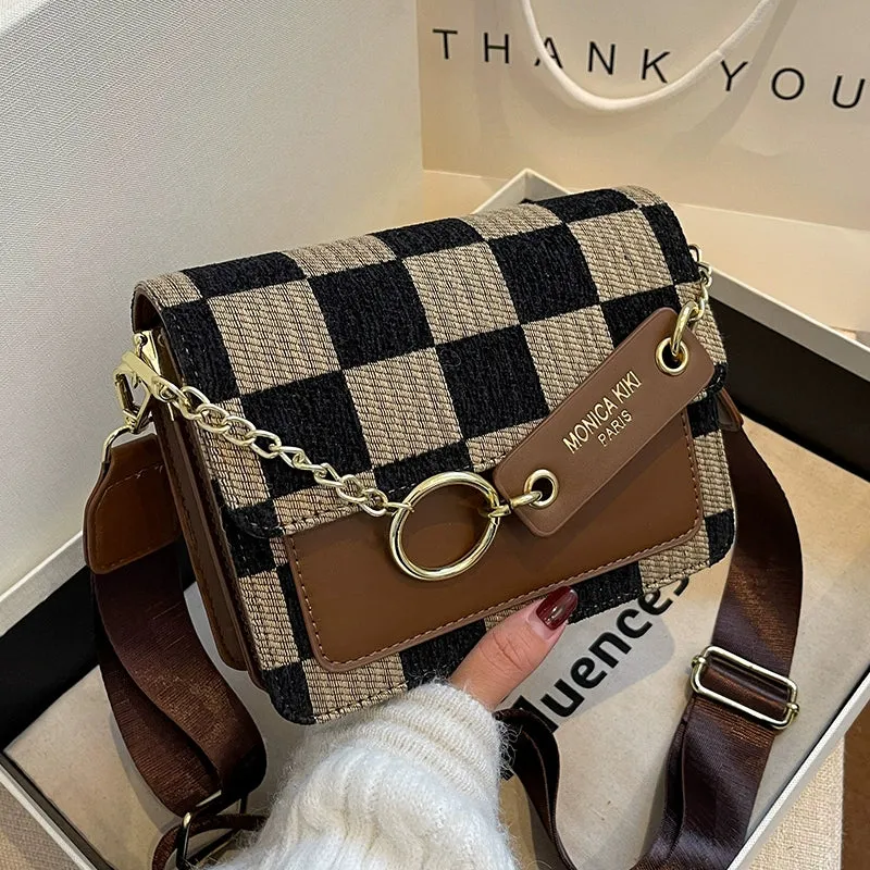 Plaid Checkered Small Messenger Bag