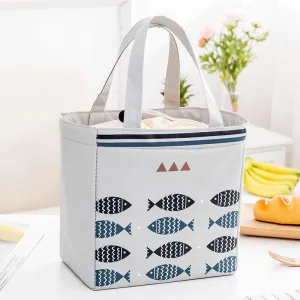 Portable Drawstring Lunch Tote Bag Picnic Bag Cooler Insulated Handbag Food Storage Container