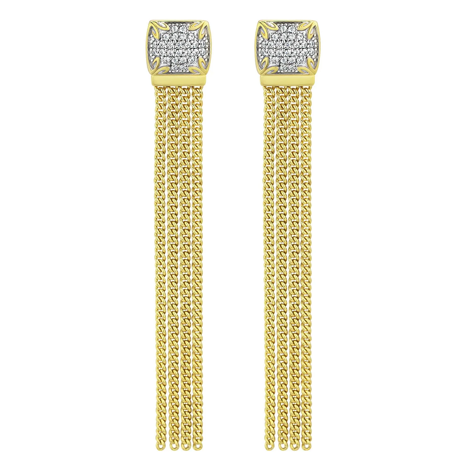 Possibility Pavé Tassel Earring Long - 18K Gold Vermeil   CZ Blanc