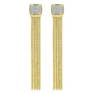 Possibility Pavé Tassel Earring Long - 18K Gold Vermeil   CZ Blanc