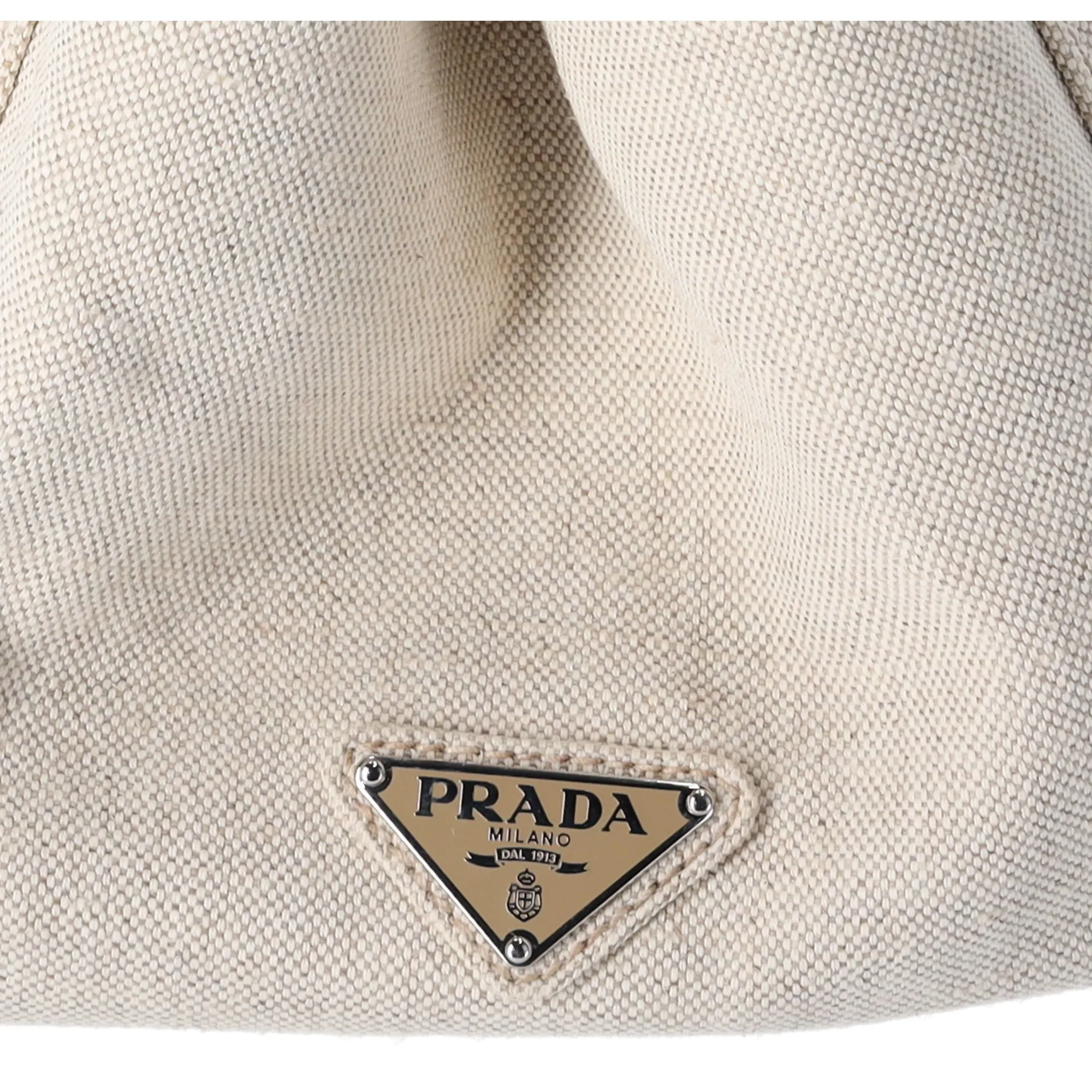 PRADA Canapa Tote Bag B1877E Cream Black Flowers Canvas
