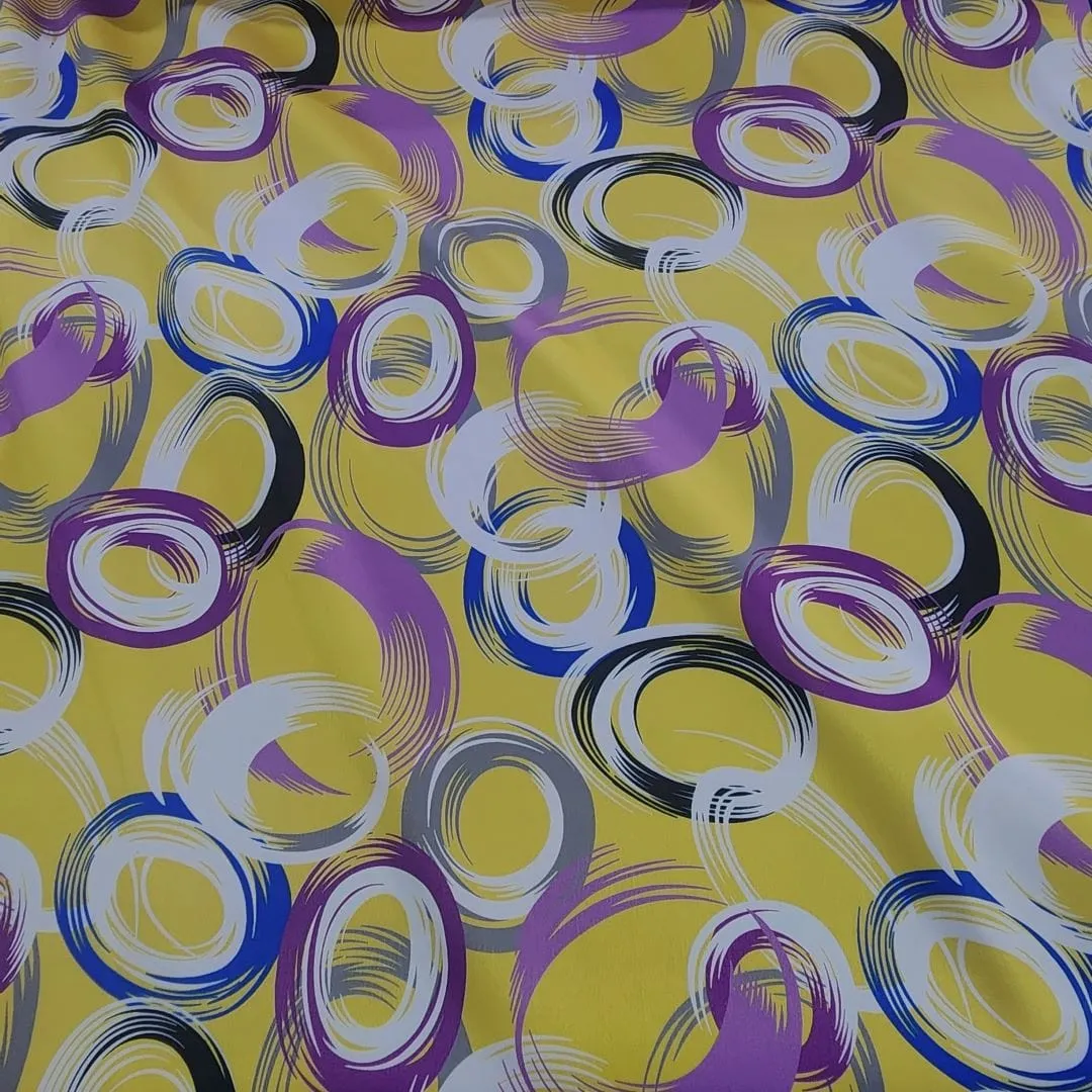 Printed Milano Satin Fabric Yellow 150 cm