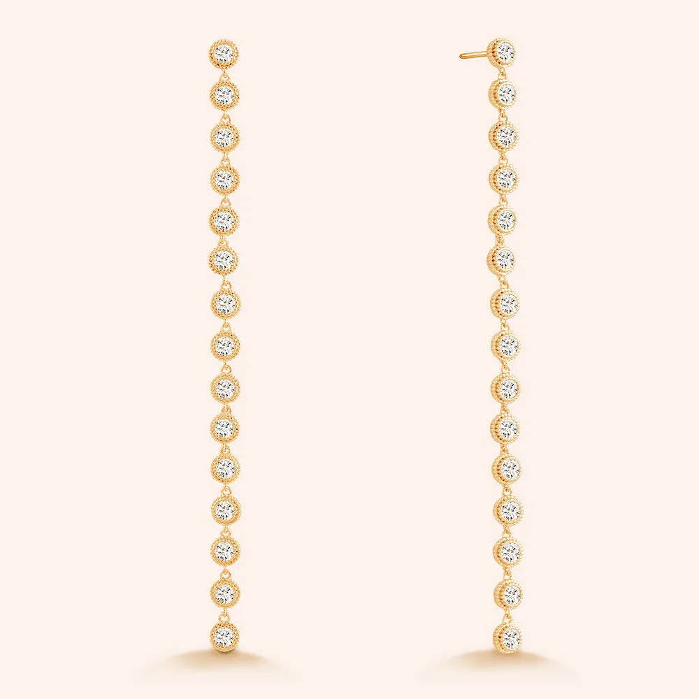"Destination" 3.5CTW Round Cut Linear Drop Earrings