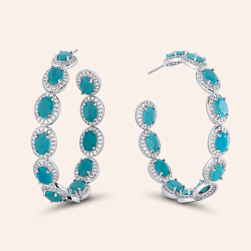 "Her Majesty" Turquoise Inside-Outside 2" Hoops