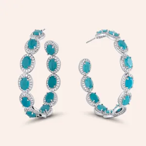 "Her Majesty" Turquoise Inside-Outside 2" Hoops
